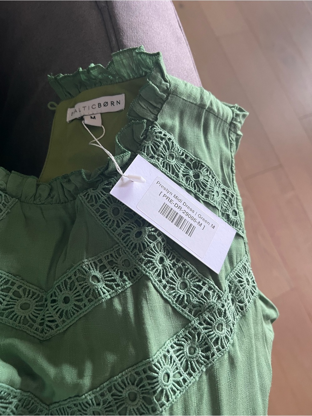 Baltic Born Olive Green Lace Yoke Midi Dress - Picture 2 of 8
